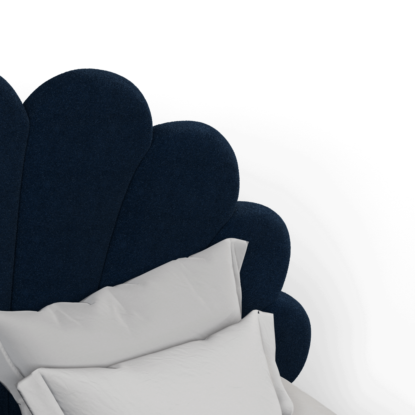 Evelina Curved Headboard Bed in Soft Upholstery