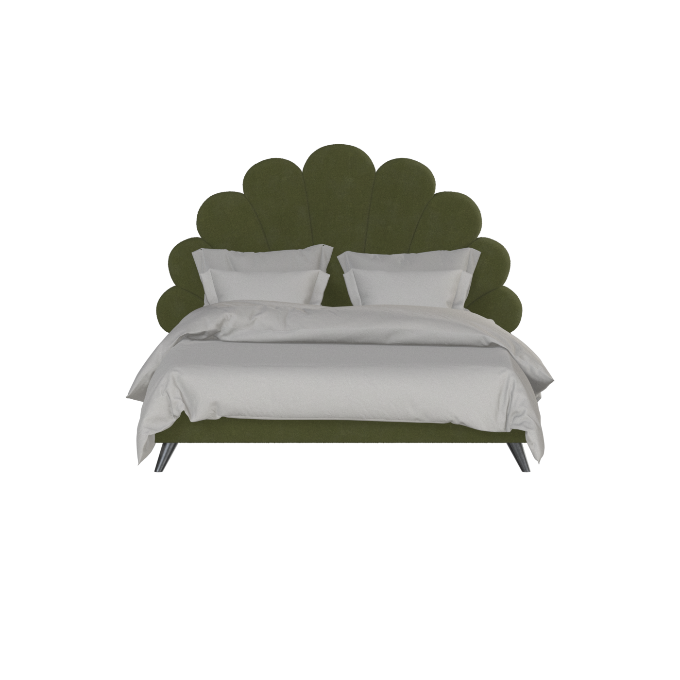 Evelina Curved Headboard Bed in Soft Upholstery