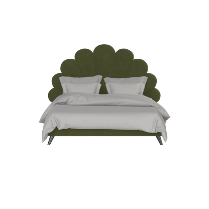 Evelina Curved Headboard Bed in Soft Upholstery