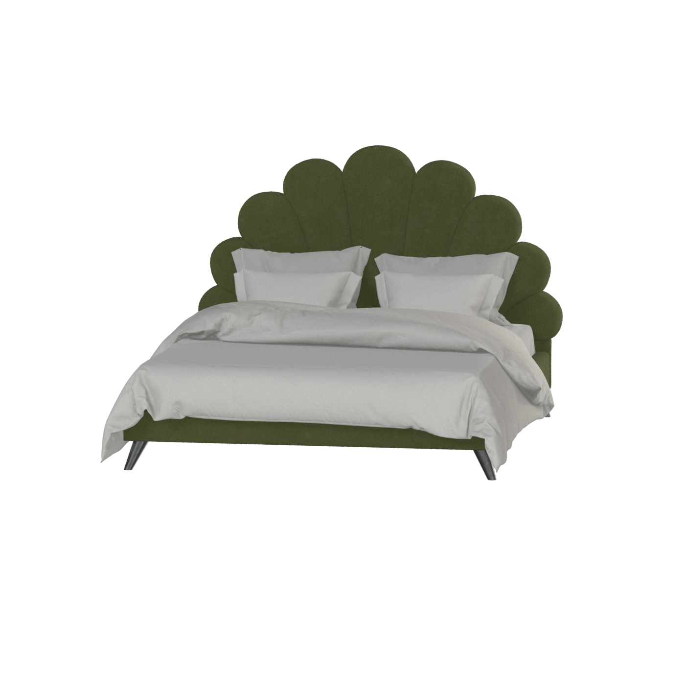 Evelina Curved Headboard Bed in Soft Upholstery