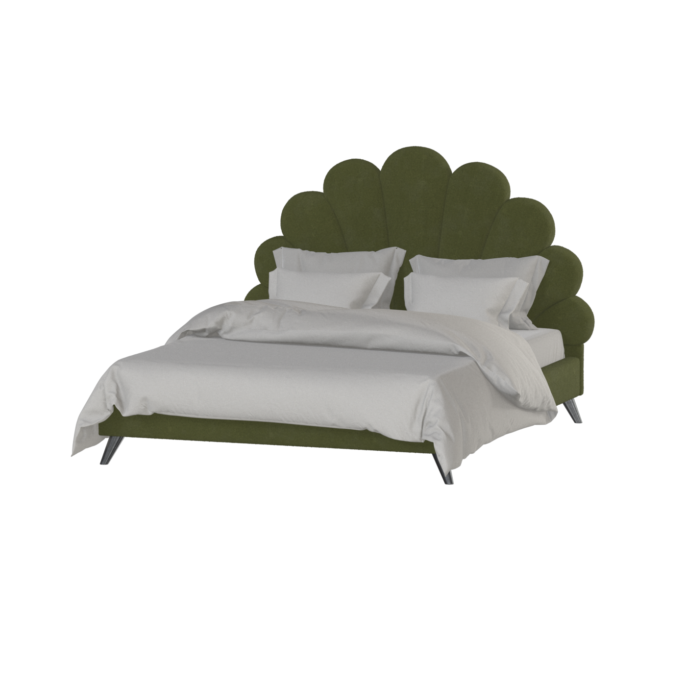 Evelina Curved Headboard Bed in Soft Upholstery
