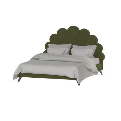 Evelina Curved Headboard Bed in Soft Upholstery