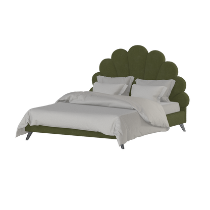 Evelina Curved Headboard Bed in Soft Upholstery