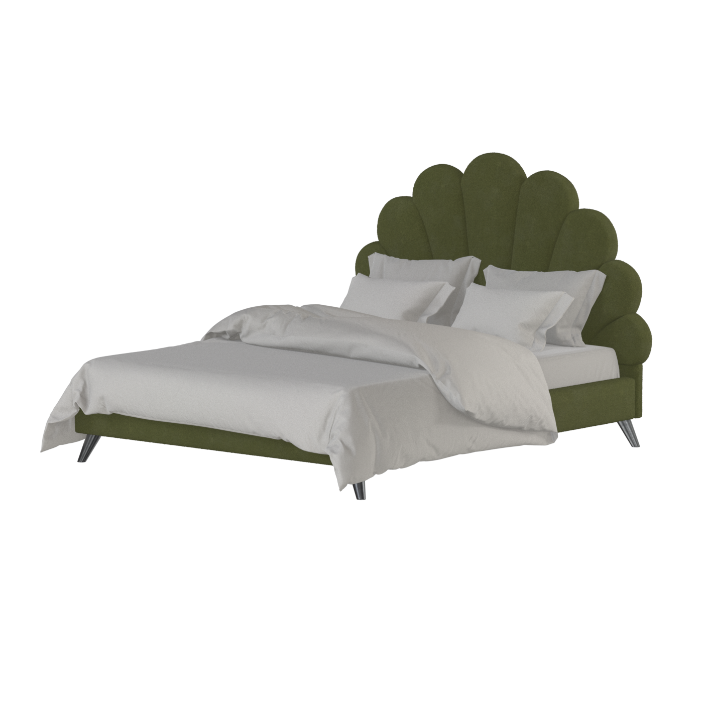Evelina Curved Headboard Bed in Soft Upholstery