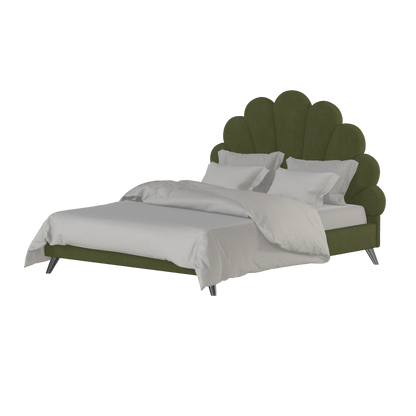 Evelina Curved Headboard Bed in Soft Upholstery