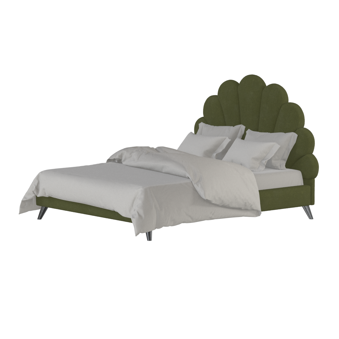 Evelina Curved Headboard Bed in Soft Upholstery