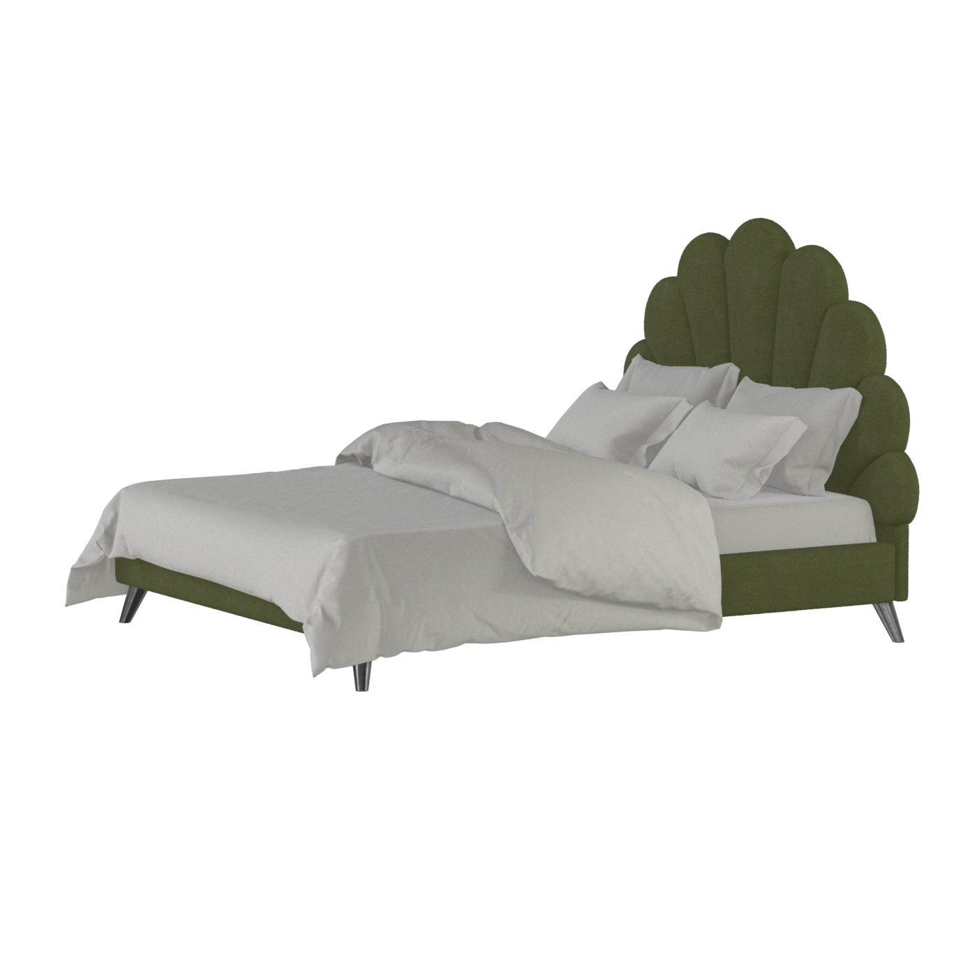 Evelina Curved Headboard Bed in Soft Upholstery