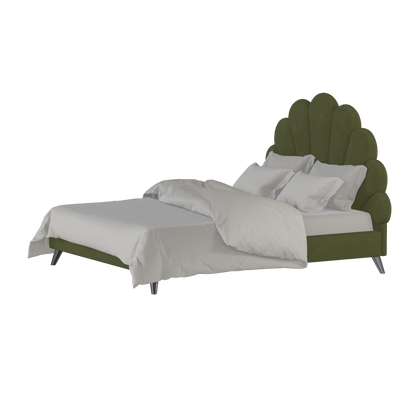 Evelina Curved Headboard Bed in Soft Upholstery