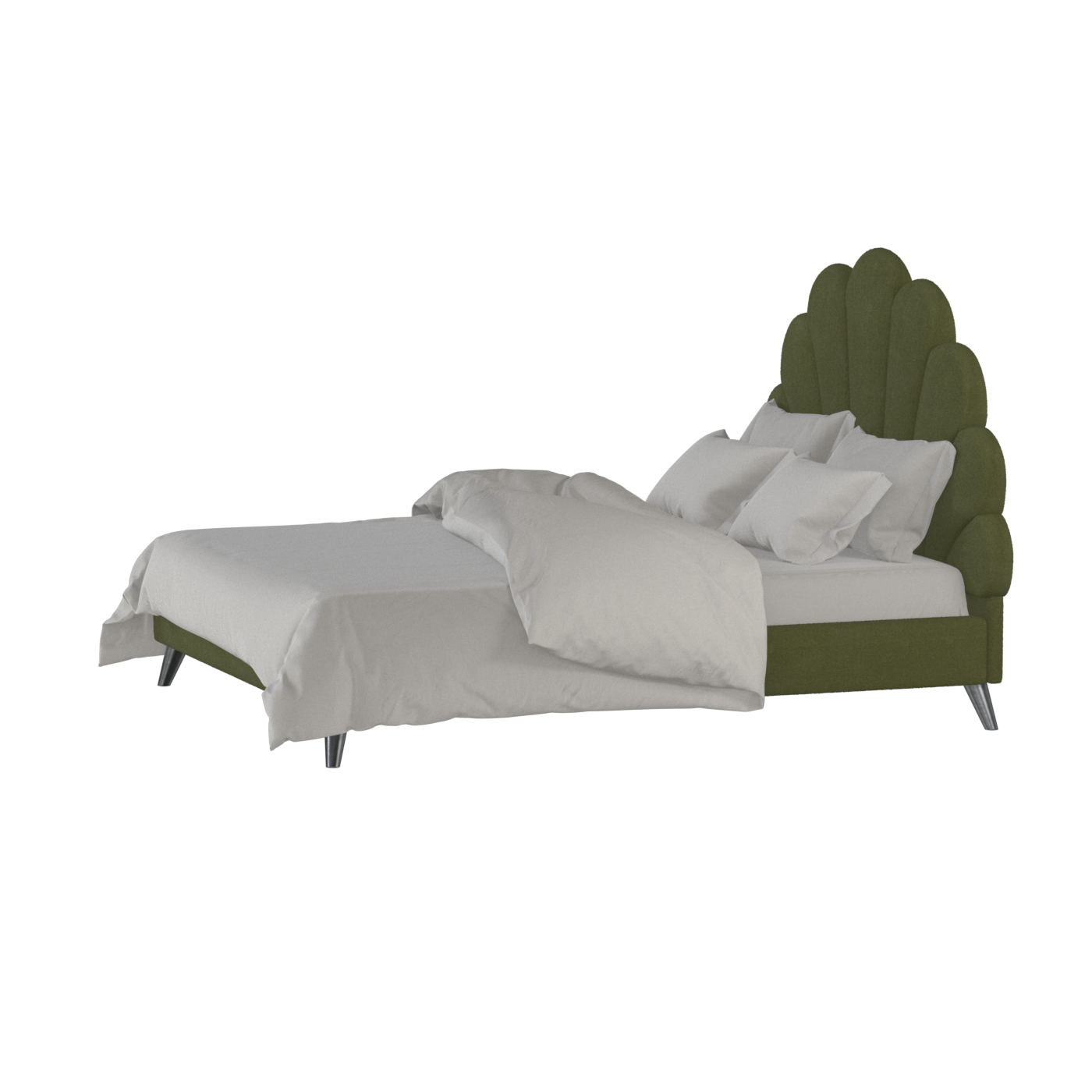 Evelina Curved Headboard Bed in Soft Upholstery