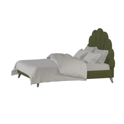 Evelina Curved Headboard Bed in Soft Upholstery