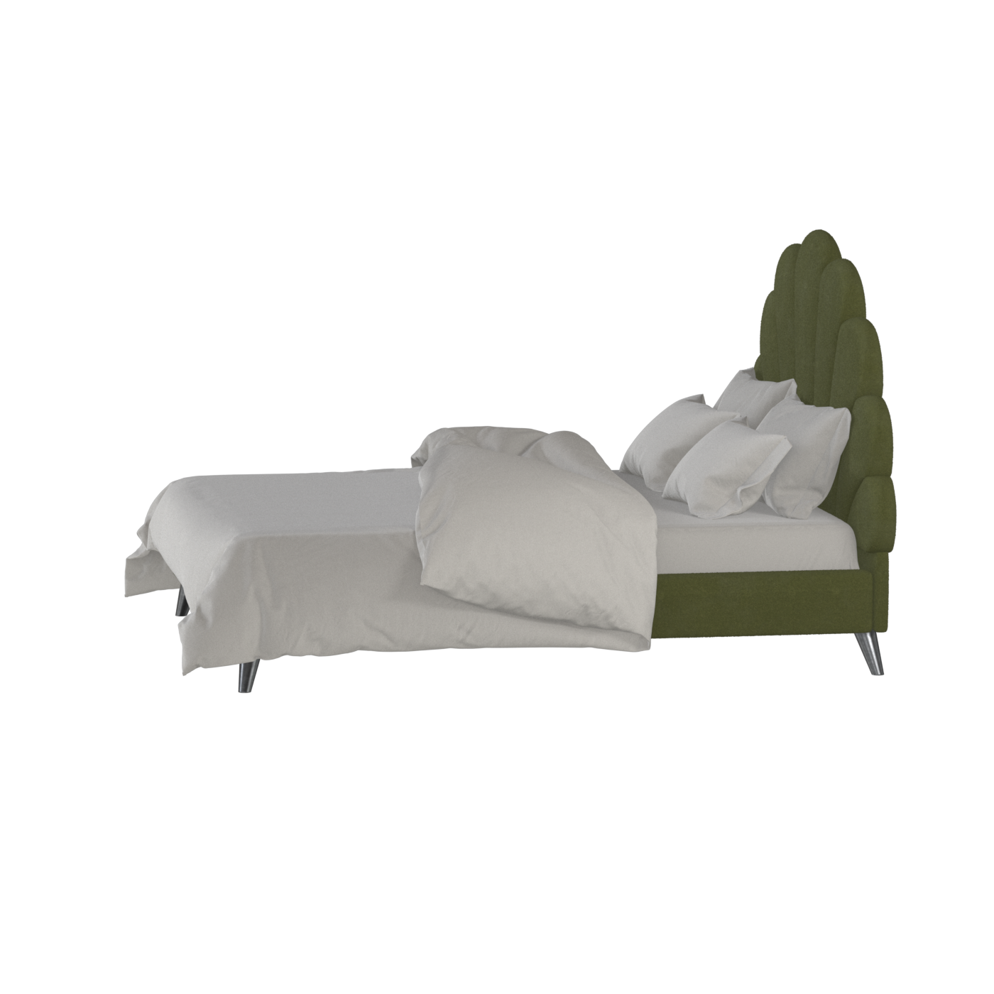 Evelina Curved Headboard Bed in Soft Upholstery