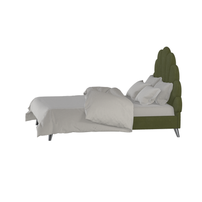 Evelina Curved Headboard Bed in Soft Upholstery