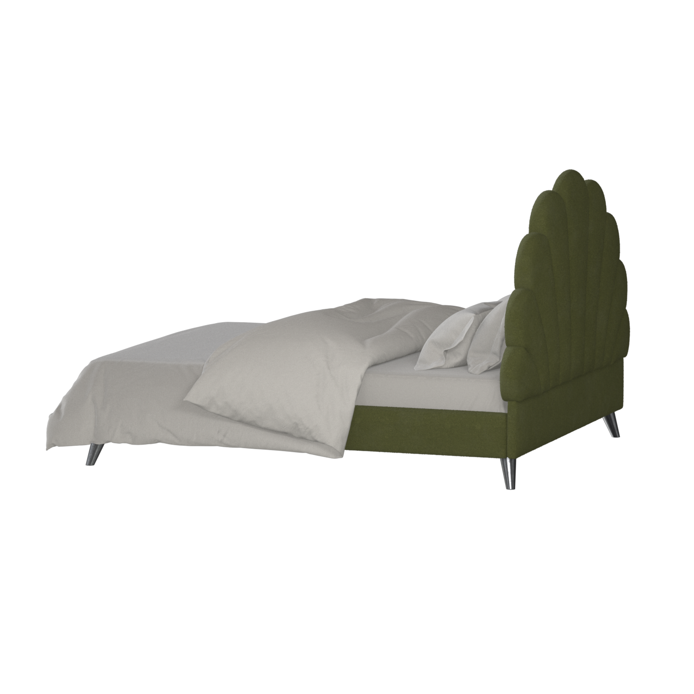 Evelina Curved Headboard Bed in Soft Upholstery