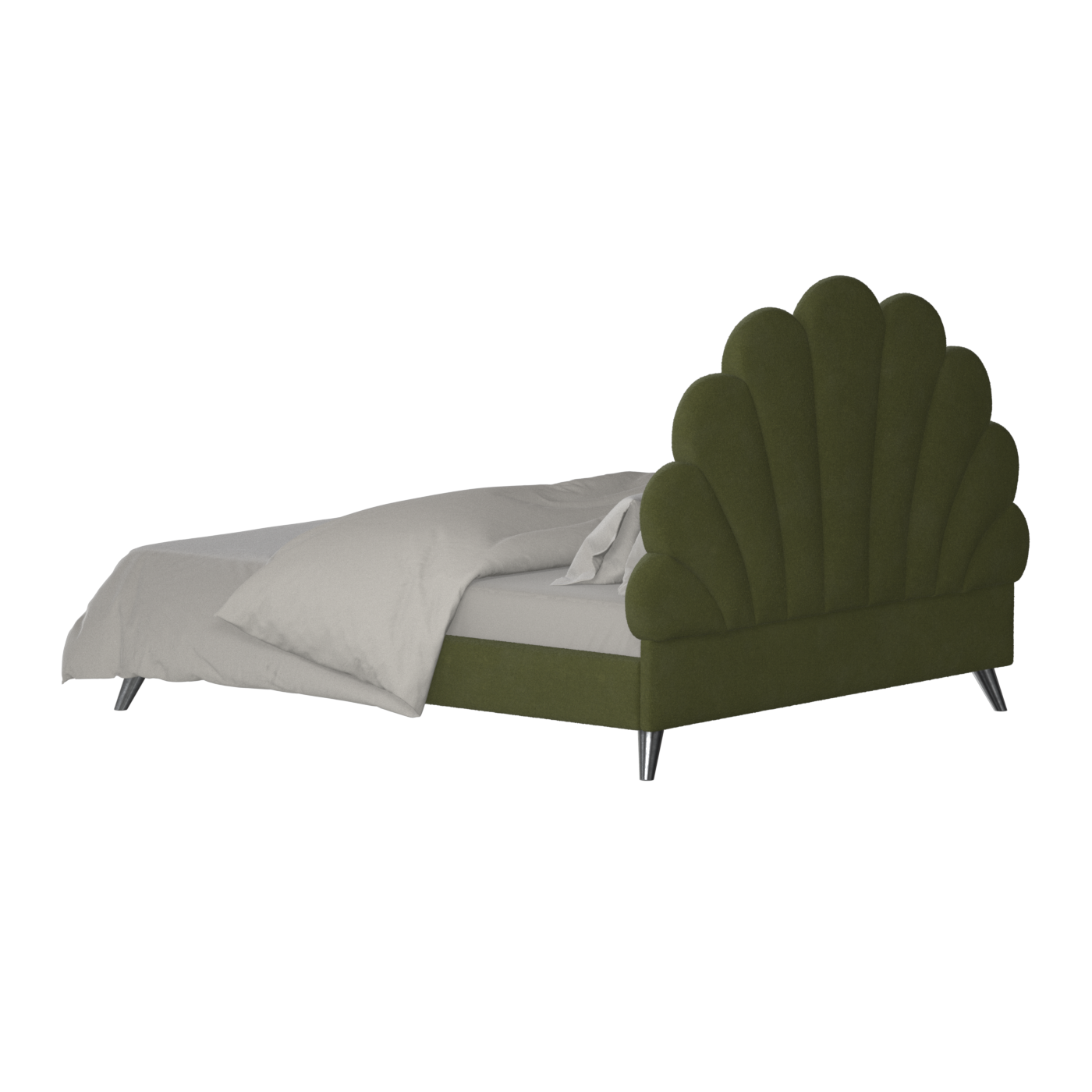 Evelina Curved Headboard Bed in Soft Upholstery
