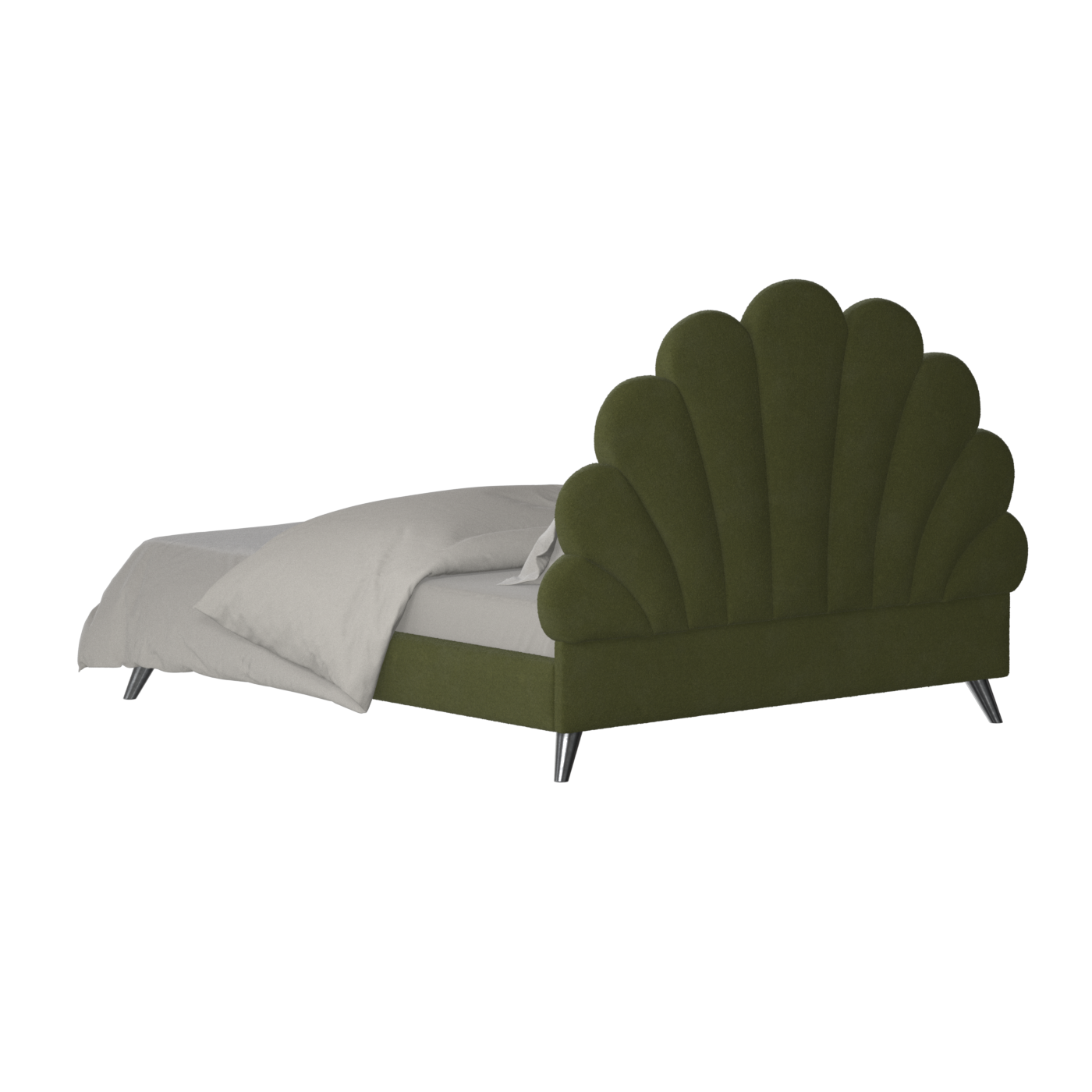 Evelina Curved Headboard Bed in Soft Upholstery