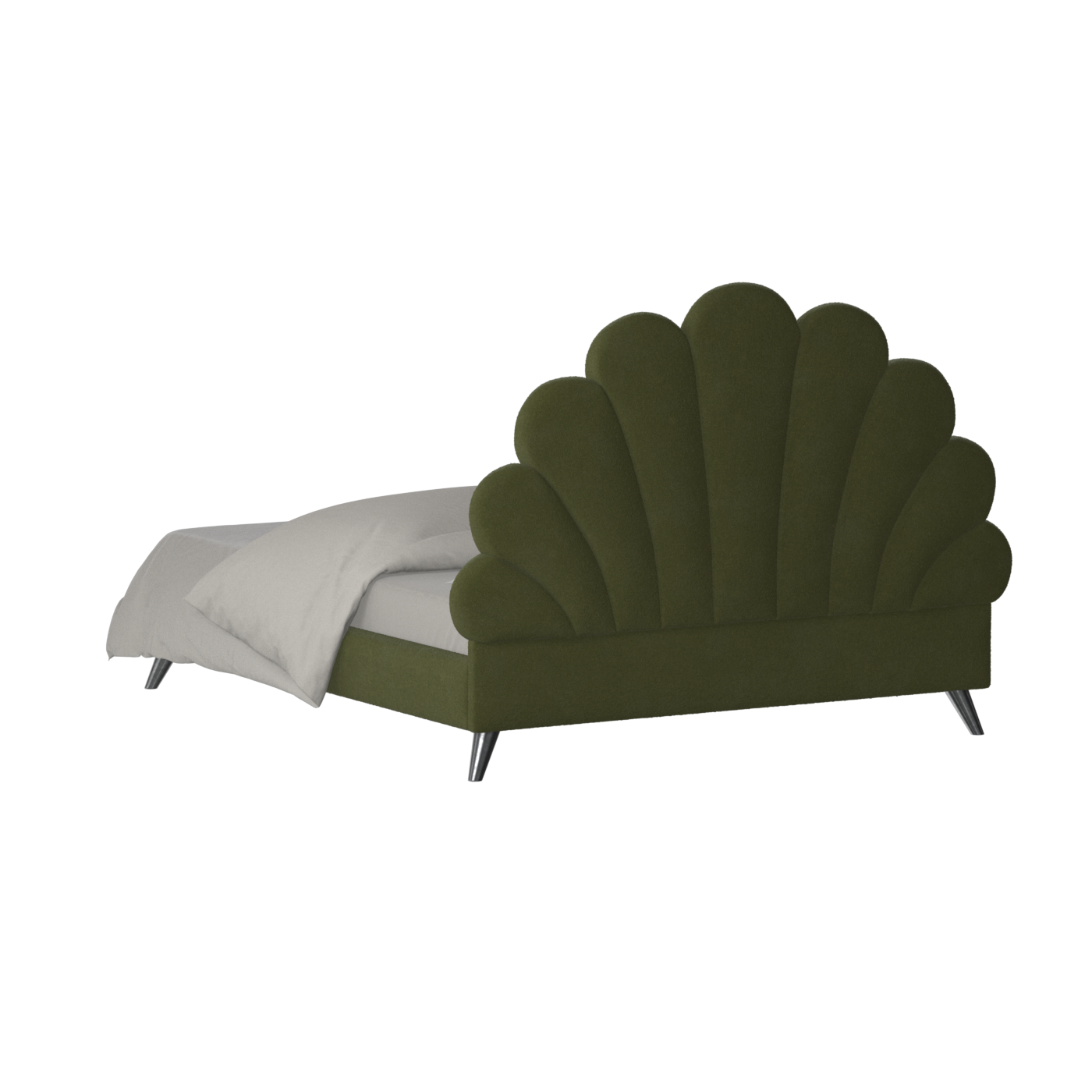 Evelina Curved Headboard Bed in Soft Upholstery