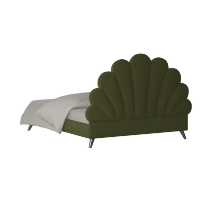 Evelina Curved Headboard Bed in Soft Upholstery
