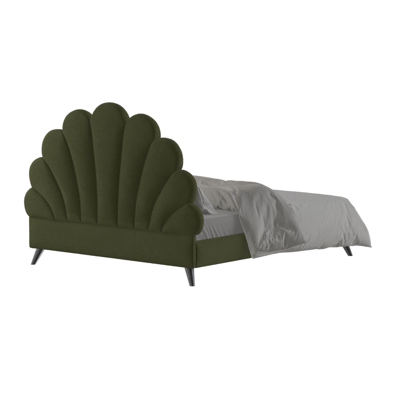 Evelina Curved Headboard Bed in Soft Upholstery