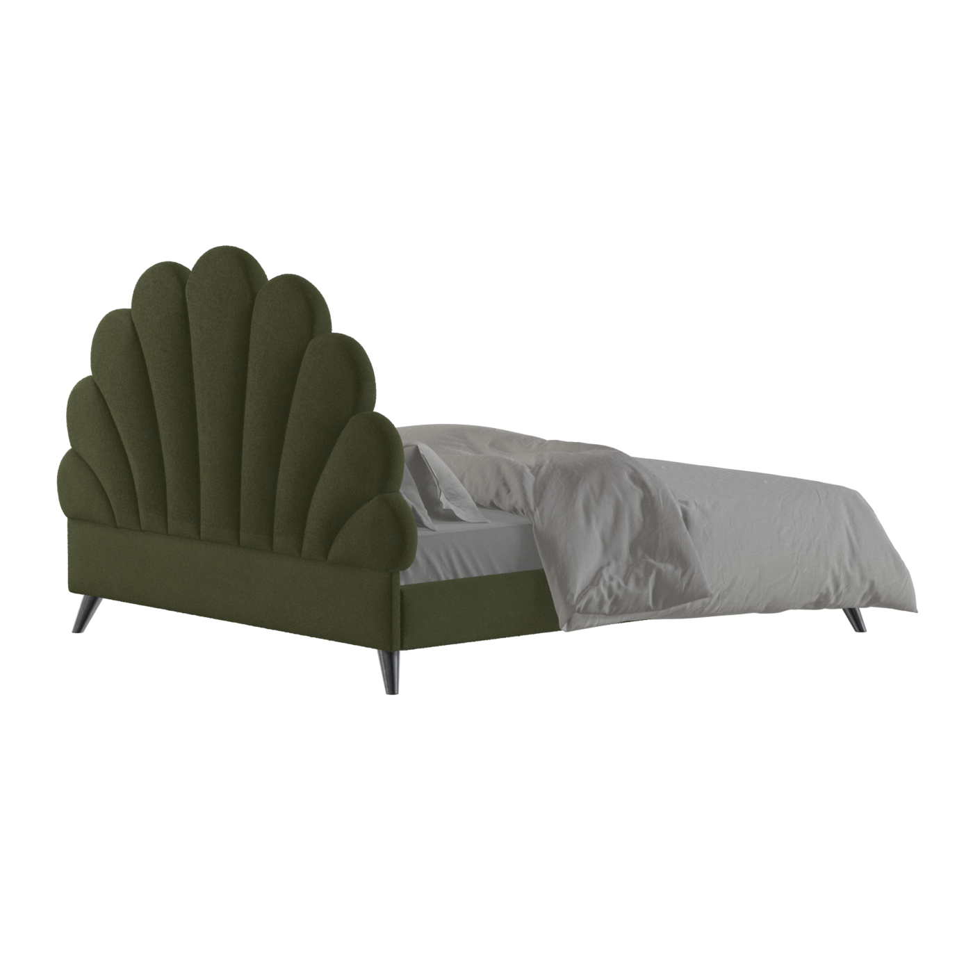 Evelina Curved Headboard Bed in Soft Upholstery