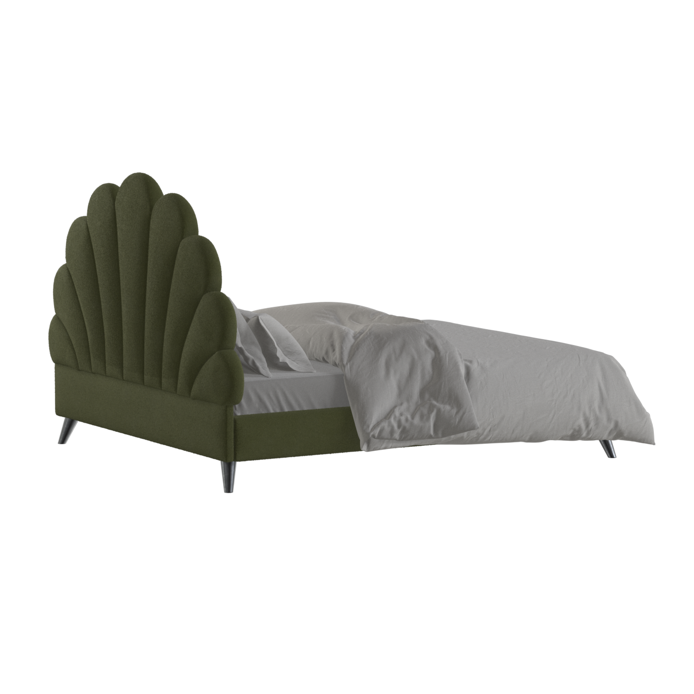 Evelina Curved Headboard Bed in Soft Upholstery