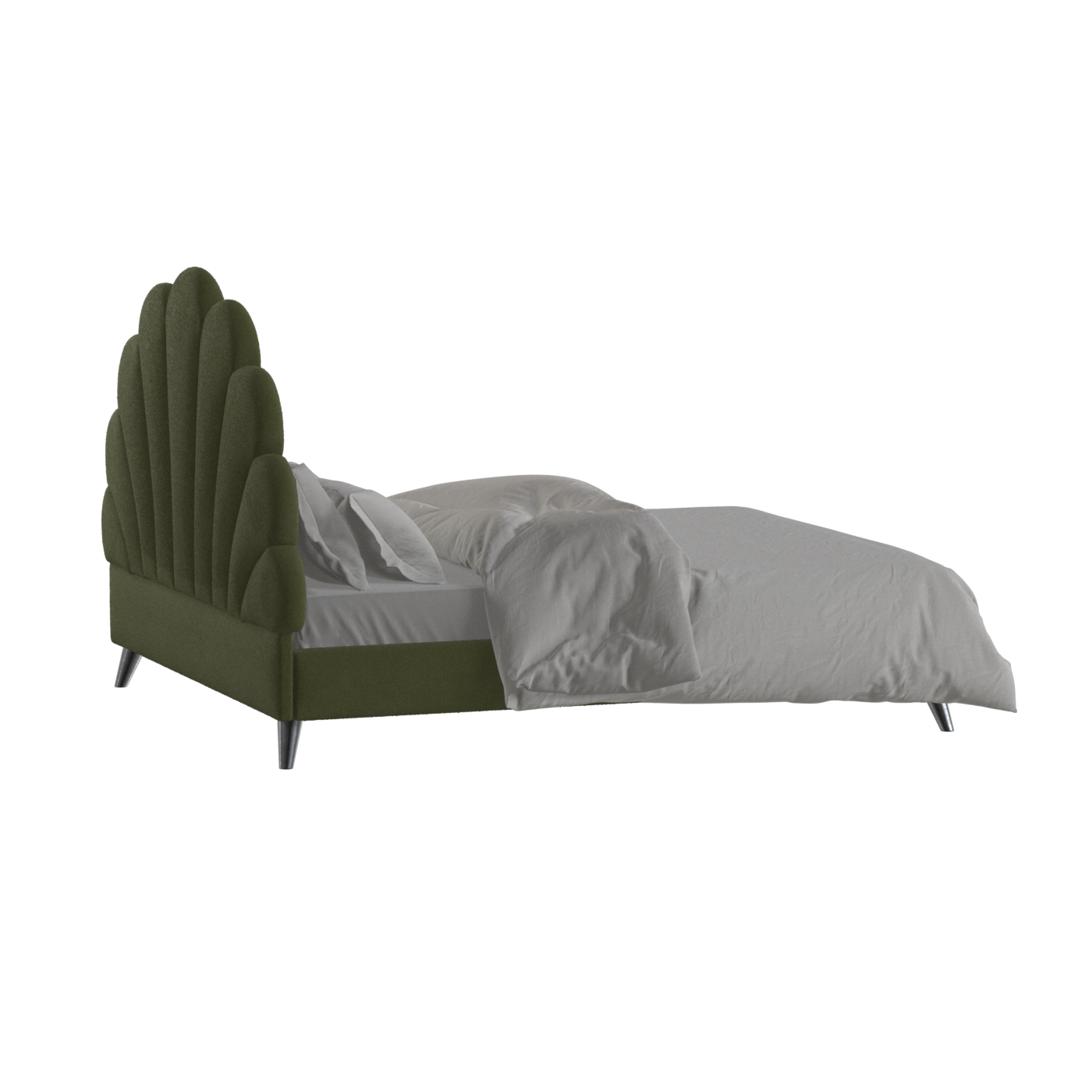 Evelina Curved Headboard Bed in Soft Upholstery