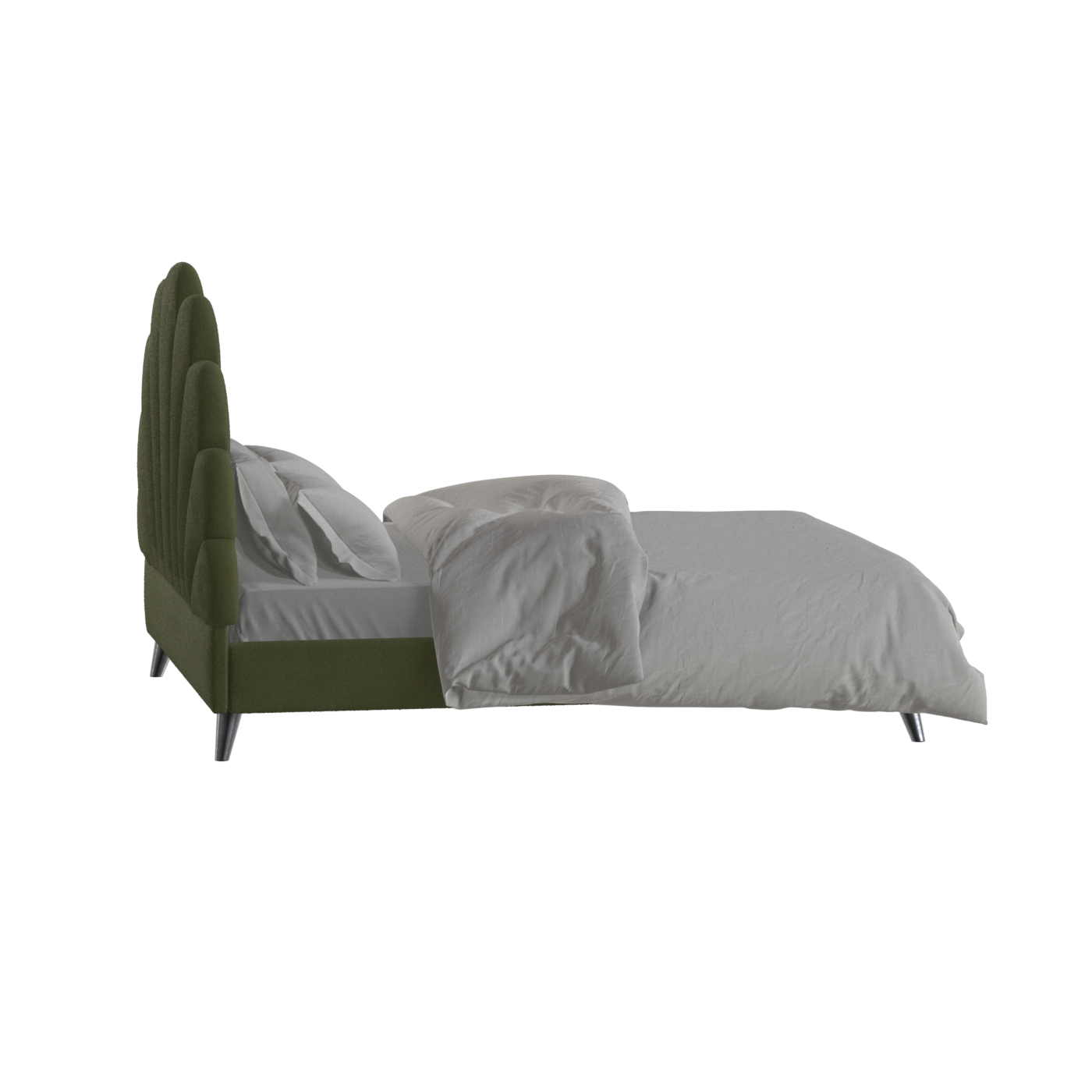Evelina Curved Headboard Bed in Soft Upholstery