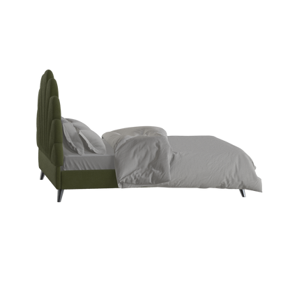 Evelina Curved Headboard Bed in Soft Upholstery