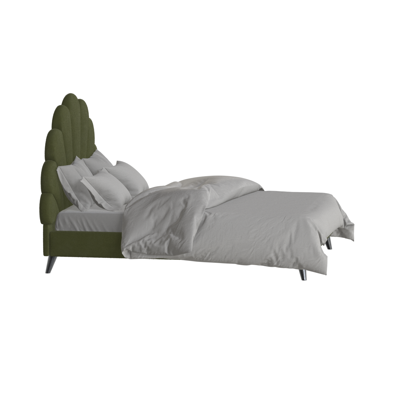Evelina Curved Headboard Bed in Soft Upholstery