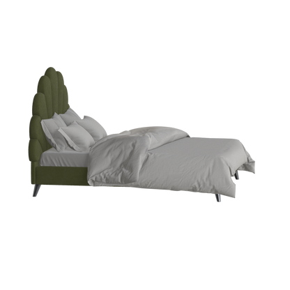 Evelina Curved Headboard Bed in Soft Upholstery