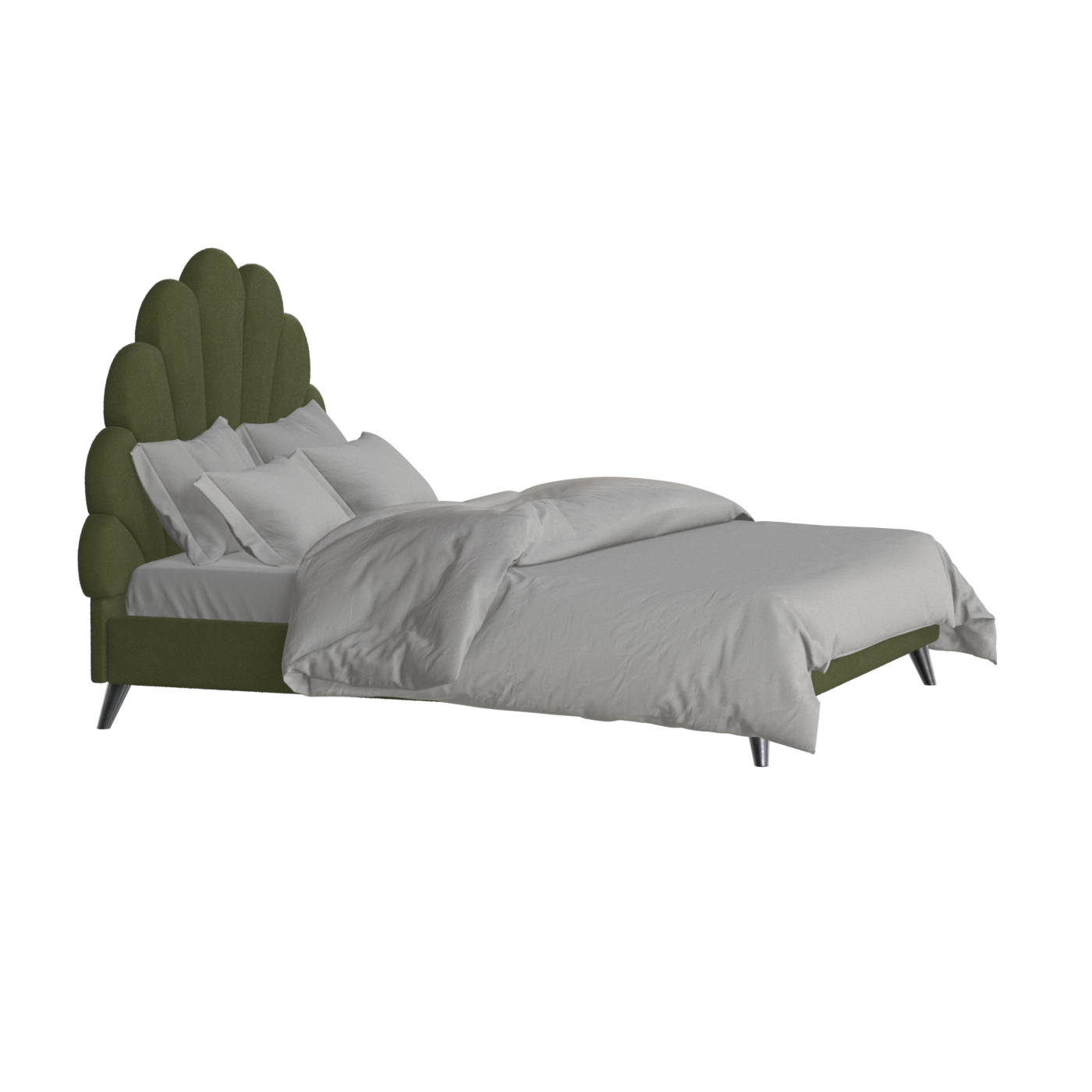 Evelina Curved Headboard Bed in Soft Upholstery