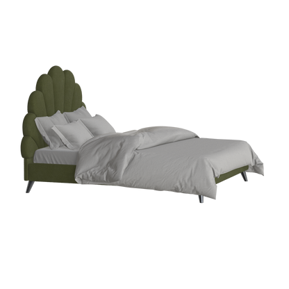 Evelina Curved Headboard Bed in Soft Upholstery