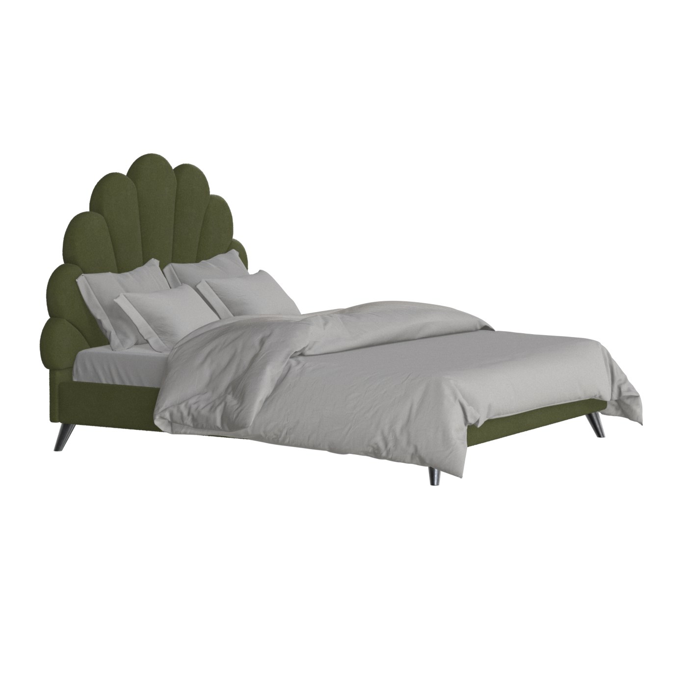 Evelina Curved Headboard Bed in Soft Upholstery