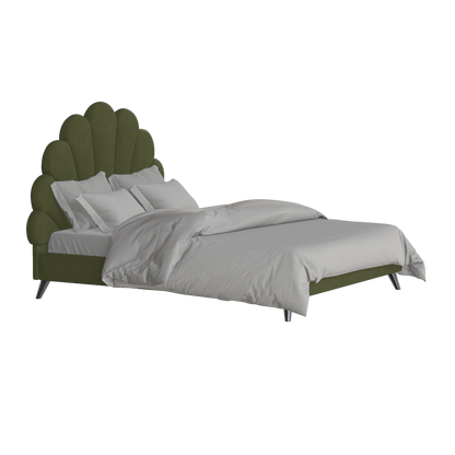 Evelina Curved Headboard Bed in Soft Upholstery