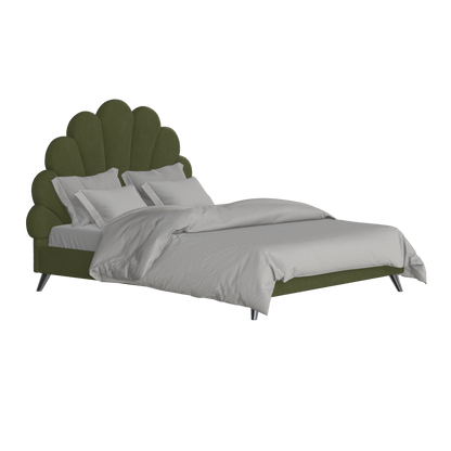 Evelina Curved Headboard Bed in Soft Upholstery