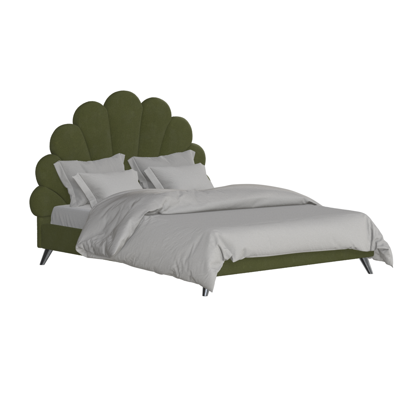 Evelina Curved Headboard Bed in Soft Upholstery