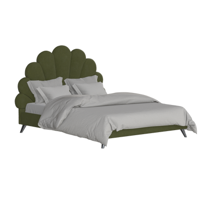 Evelina Curved Headboard Bed in Soft Upholstery