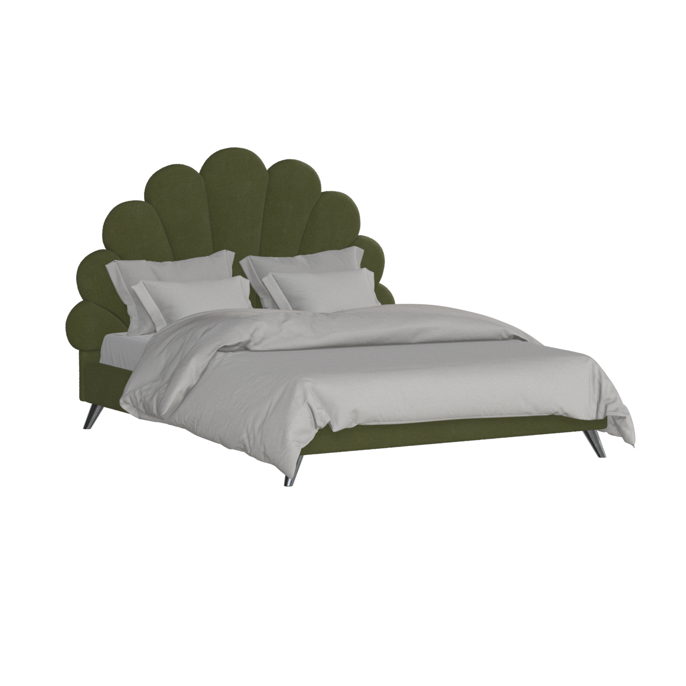 Evelina Curved Headboard Bed in Soft Upholstery