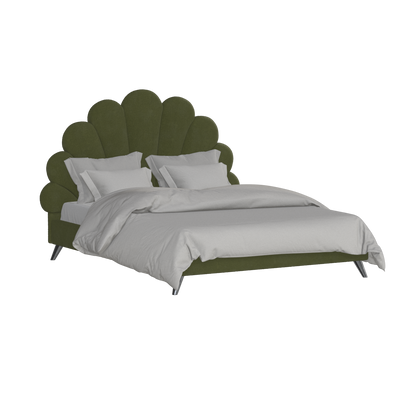 Evelina Curved Headboard Bed in Soft Upholstery