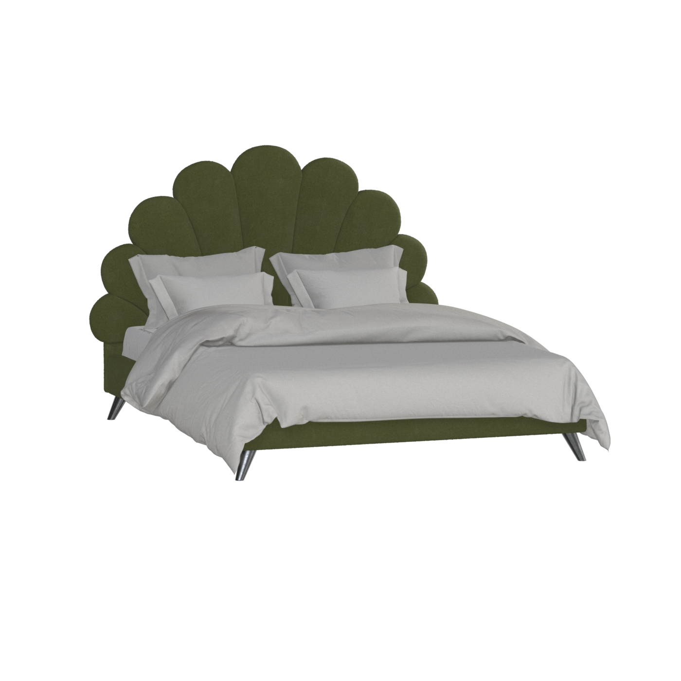Evelina Curved Headboard Bed in Soft Upholstery