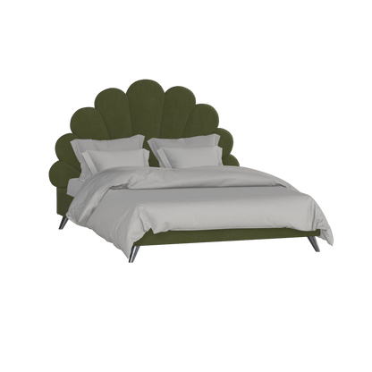 Evelina Curved Headboard Bed in Soft Upholstery