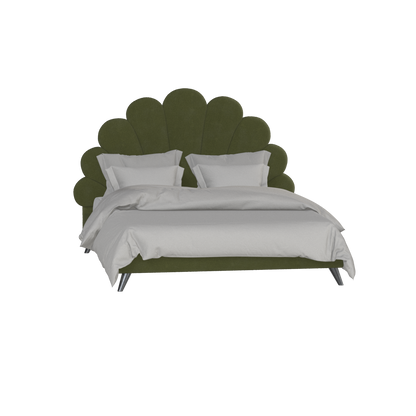 Evelina Curved Headboard Bed in Soft Upholstery
