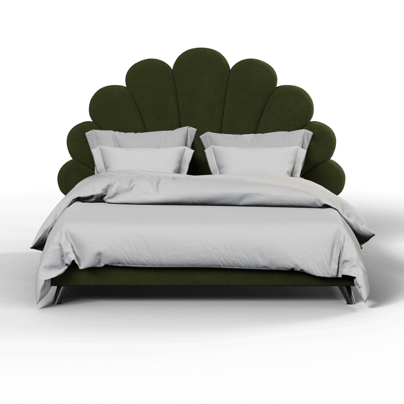Evelina Curved Headboard Bed in Soft Upholstery
