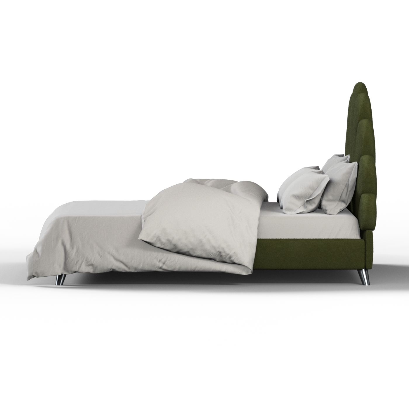 Evelina Curved Headboard Bed in Soft Upholstery
