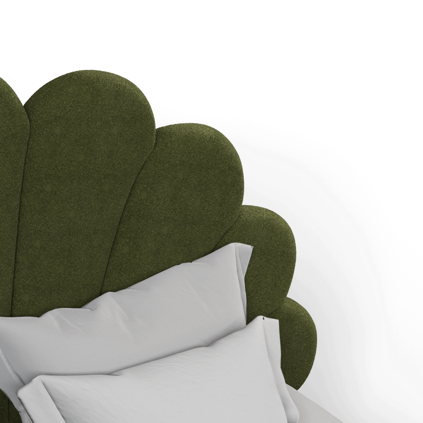 Evelina Curved Headboard Bed in Soft Upholstery