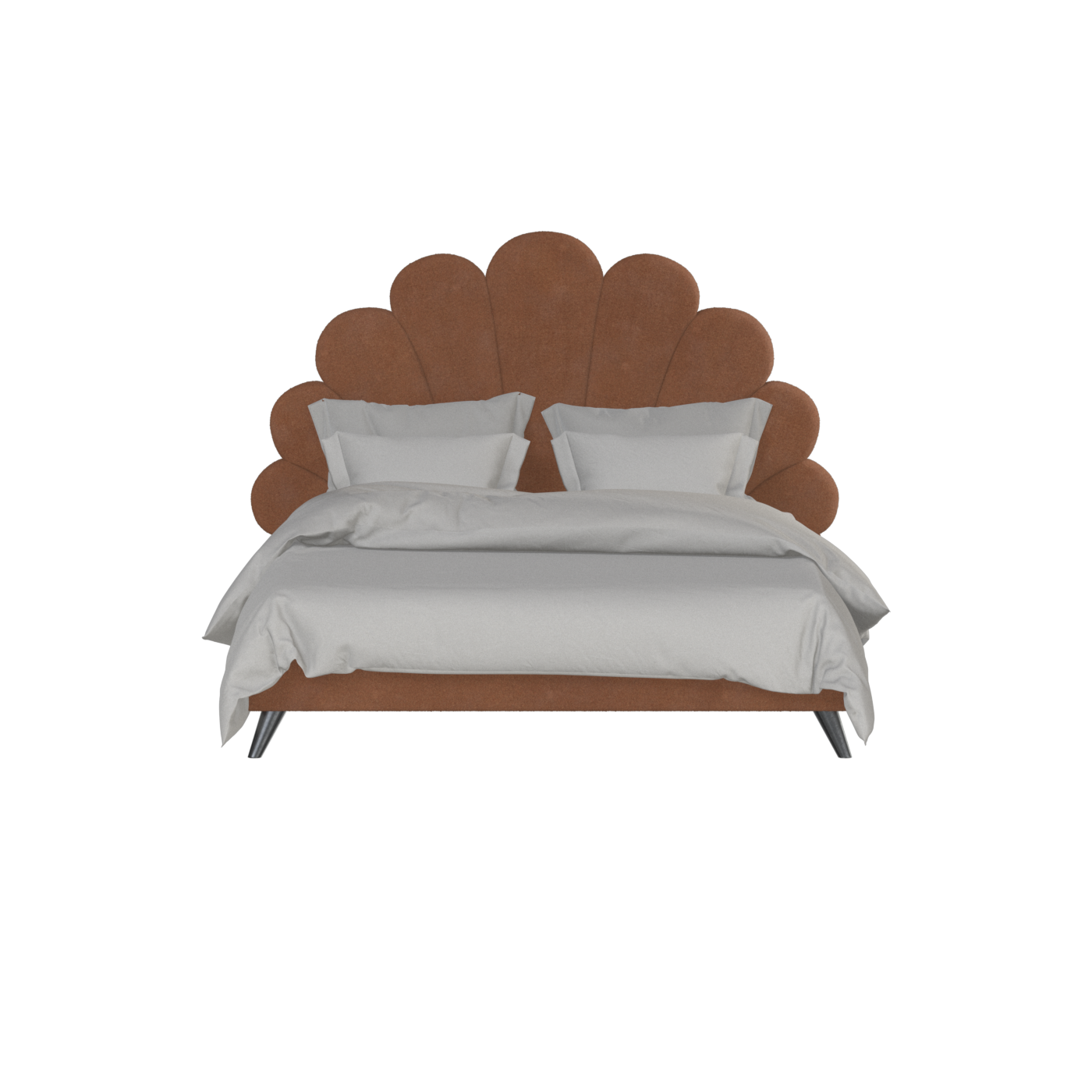 Evelina Curved Headboard Bed in Soft Upholstery