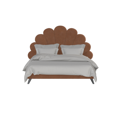 Evelina Curved Headboard Bed in Soft Upholstery