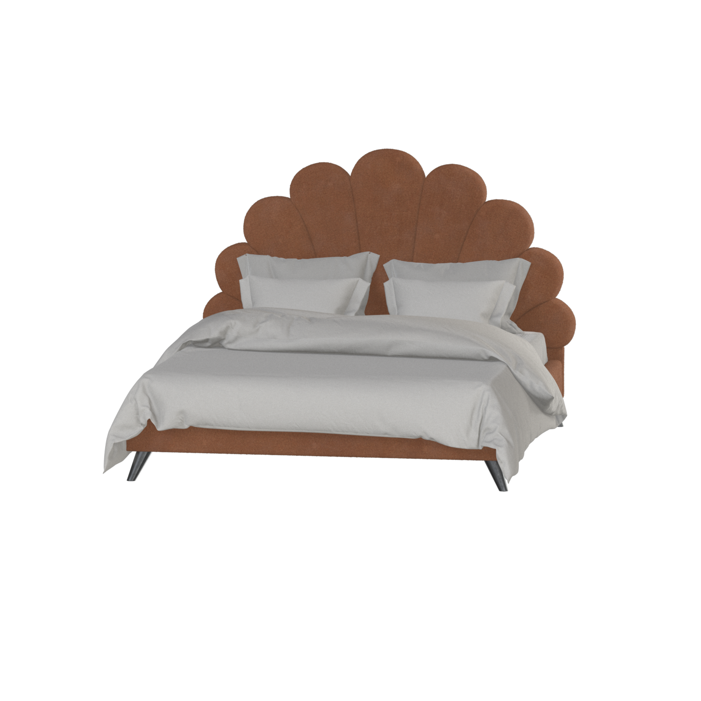 Evelina Curved Headboard Bed in Soft Upholstery