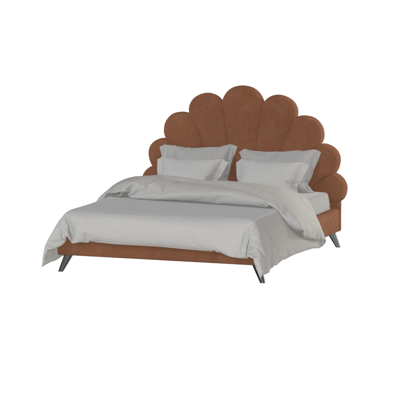 Evelina Curved Headboard Bed in Soft Upholstery