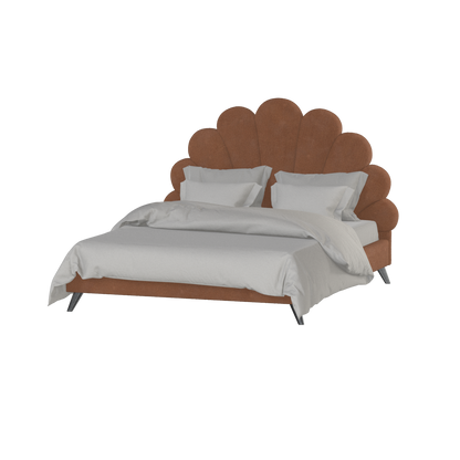 Evelina Curved Headboard Bed in Soft Upholstery