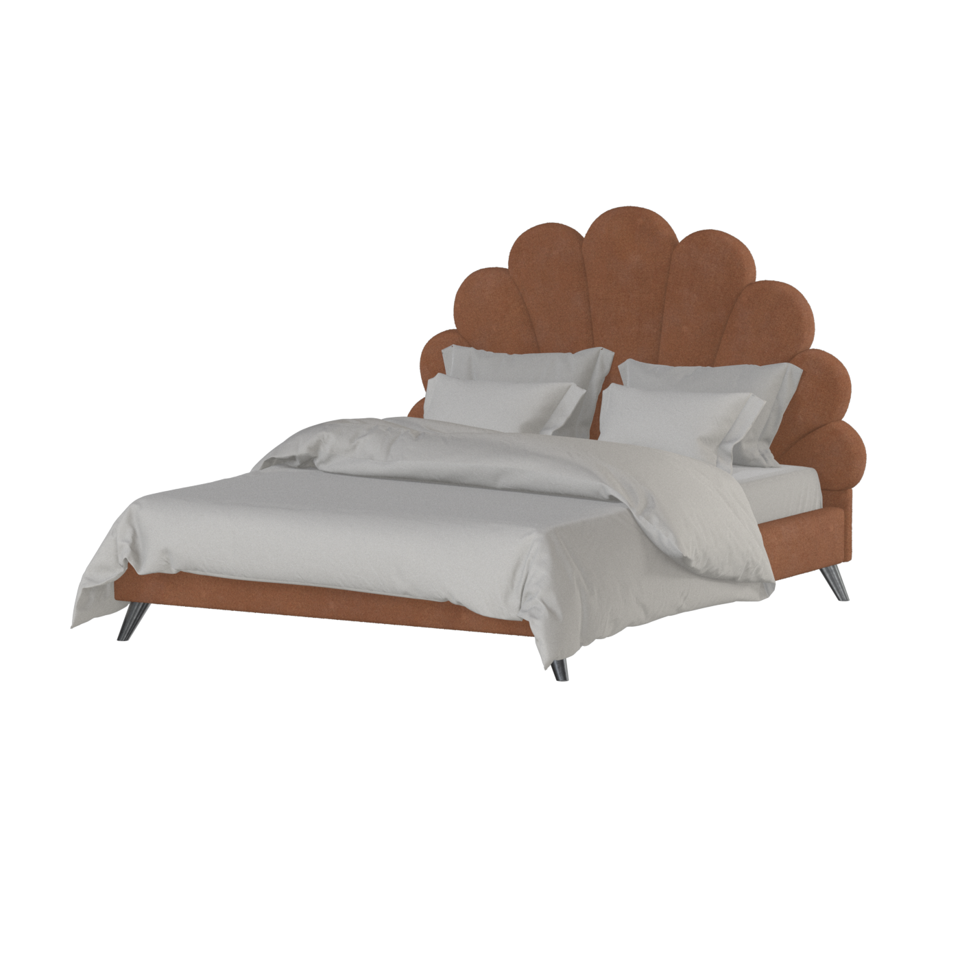 Evelina Curved Headboard Bed in Soft Upholstery
